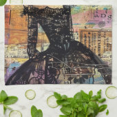Mixed Media Collage Portret Kunst (4) Theedoek (Gevouwen)