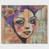 Mixed Media Collage Portret Kunst (5) Cadeaupapier (Vlak)
