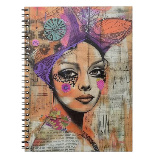 Mixed Media Collage Portret Kunst (5) Notitieboek (Voorkant)