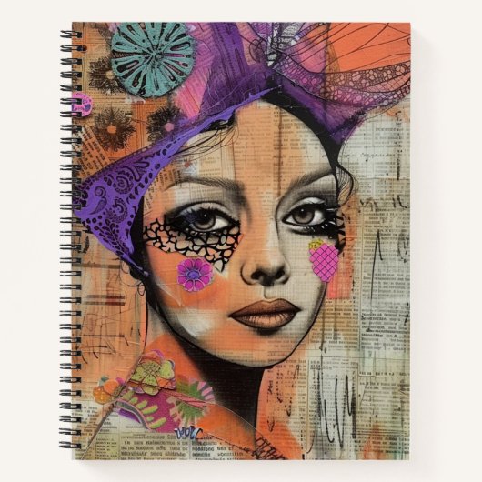 Mixed Media Collage Portret Kunst (5) Notitieboek (Voorkant)