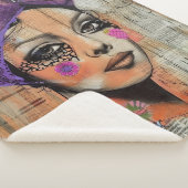 Mixed Media Collage Portret Kunst (5) Sherpa Deken (3/4)