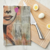 Mixed Media Collage Portret Kunst (5) Theedoek (Quarter Fold)