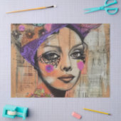 Mixed Media Collage Portret Kunst (5) Tissuepapier (Craft)