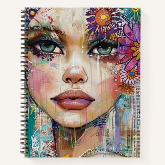 Mixed Media Collage Portret Kunst (6) Notitieboek (Voorkant)