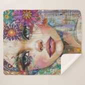 Mixed Media Collage Portret Kunst (6) Sherpa Deken (Voorkant (horizontaal))