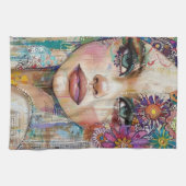 Mixed Media Collage Portret Kunst (6) Theedoek (Horizontaal)