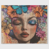 Mixed Media Collage Portret Kunst (7) Cadeaupapier (Vlak)