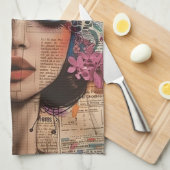 Mixed Media Collage Portret Kunst (7) Theedoek (Quarter Fold)