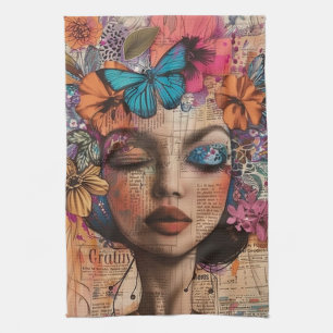 Mixed Media Collage Portret Kunst (7) Theedoek
