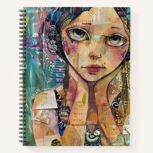 Mixed Media Collage Portret Kunst (8) Notitieboek (Voorkant)