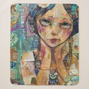 Mixed Media Collage Portret Kunst (8) Sherpa Deken