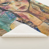Mixed Media Collage Portret Kunst (8) Sherpa Deken (3/4)