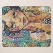 Mixed Media Collage Portret Kunst (8) Sherpa Deken (Voorkant (horizontaal))