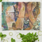 Mixed Media Collage Portret Kunst (8) Theedoek (Gevouwen)