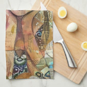 Mixed Media Collage Portret Kunst (8) Theedoek (Quarter Fold)
