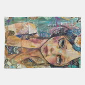 Mixed Media Collage Portret Kunst (8) Theedoek (Horizontaal)