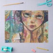 Mixed Media Collage Portret Kunst (8) Tissuepapier (Craft)