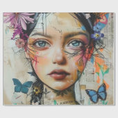 Mixed Media Collage Portret Kunst (9) Cadeaupapier (Vlak)