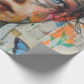 Mixed Media Collage Portret Kunst (9) Cadeaupapier (Hoek)