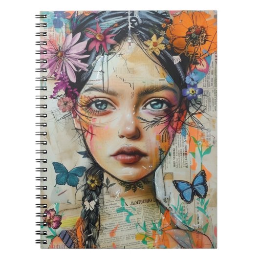 Mixed Media Collage Portret Kunst (9) Notitieboek (Voorkant)