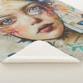 Mixed Media Collage Portret Kunst (9) Sherpa Deken (3/4)