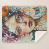 Mixed Media Collage Portret Kunst (9) Sherpa Deken (Voorkant (horizontaal))