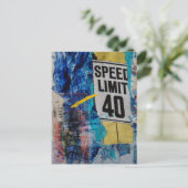 mixed media collage Speed Limit  Briefkaart (Staand voorkant)