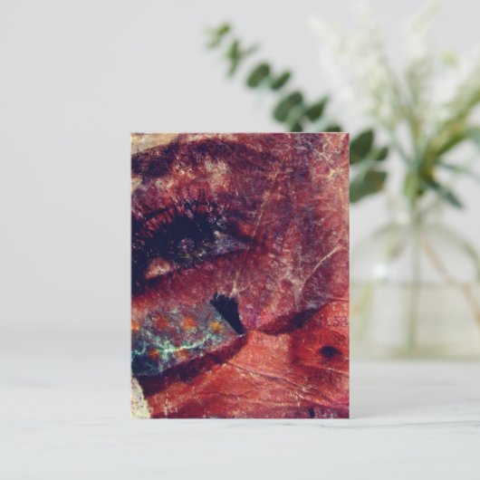 Mixed Media Face Abstract Briefkaart (Staand voorkant)