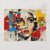 Mixed media Face and flowers Collage Briefkaart (Voorkant)