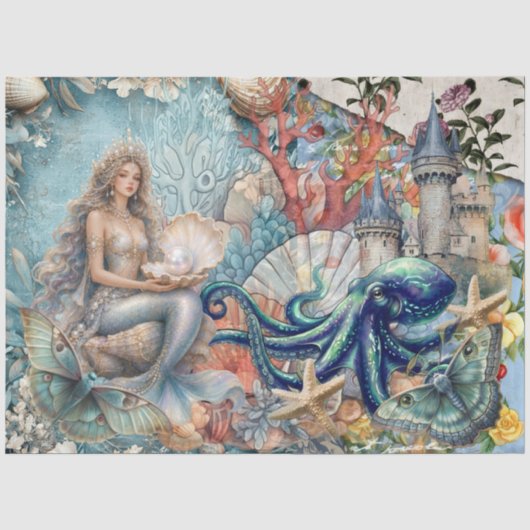 Mixed Media Fantasie Zeemeermin Decoupage Tissuepapier (Voorkant)