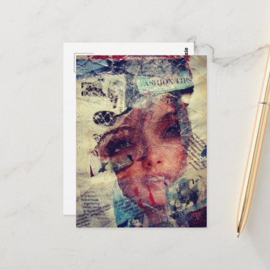 Mixed Media Fashion Tips Abstract Collage Briefkaart (Voorkant / Achterkant in situ)