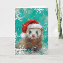 Mixed Media Ferret Print Kerst Kaart AP444B1