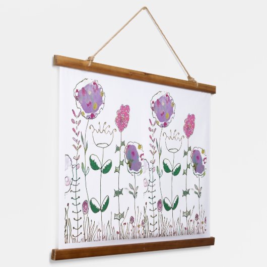 Mixed Media Floral Hangend Wandkleed (Gebogen)