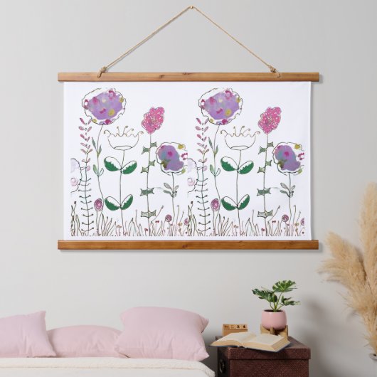 Mixed Media Floral Hangend Wandkleed (Slaapkamer)