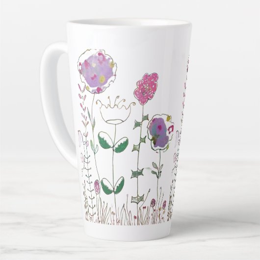 Mixed Media Floral  Latte Mok (Linkerhoek)