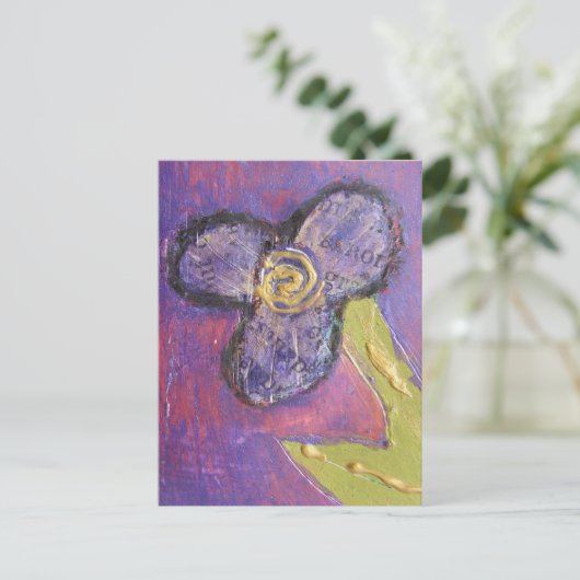 Mixed Media Flower Briefkaart (Staand voorkant)