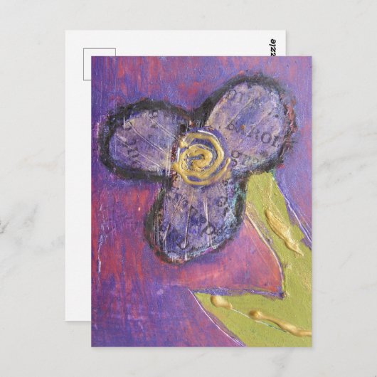 Mixed Media Flower Briefkaart (Voorkant / Achterkant)