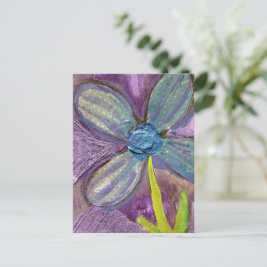 Mixed media flower briefkaart (Staand voorkant)