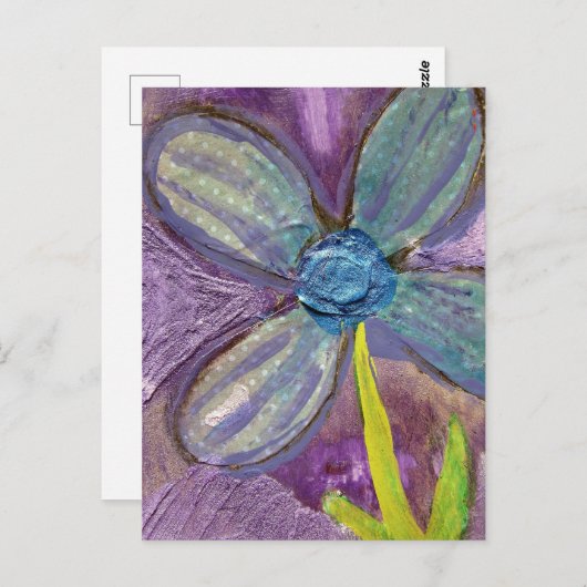 Mixed media flower briefkaart (Voorkant / Achterkant)