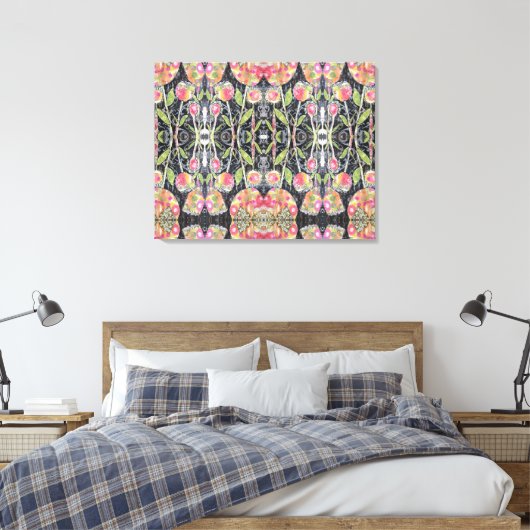Mixed Media Flowers Abstract Canvas Afdruk (Insitu (Slaapkamer))