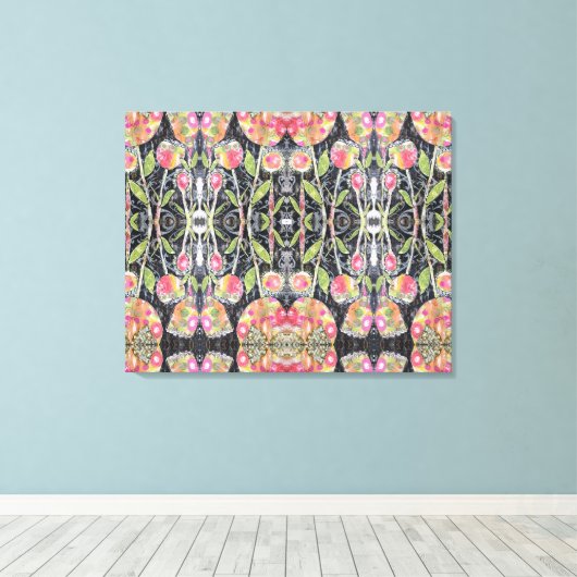 Mixed Media Flowers Abstract Canvas Afdruk (Insitu (Houten vloer))