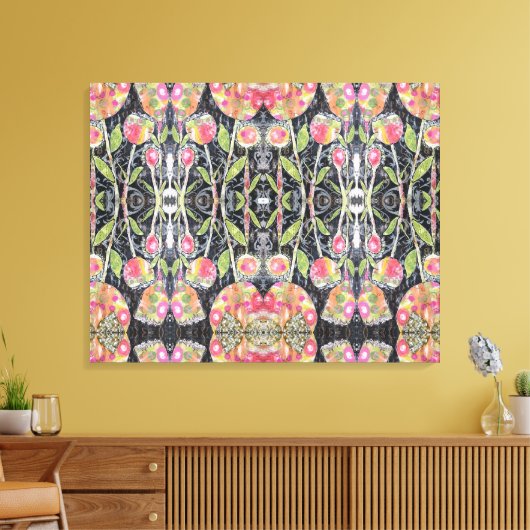 Mixed Media Flowers Abstract Canvas Afdruk (Insitu (Woonkamer))