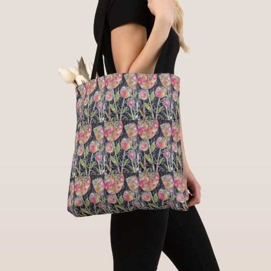 Mixed Media Flowers Abstract Tote Bag (Dichtbij)