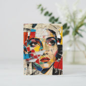 Mixed media gezichtscollage briefkaart (Staand voorkant)