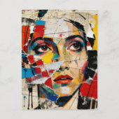 Mixed media gezichtscollage briefkaart (Voorkant)