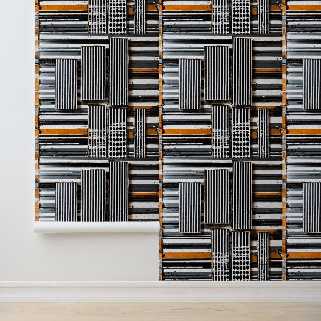 Mixed Media Grid Stripe No. 4 Behang (Applicatie)