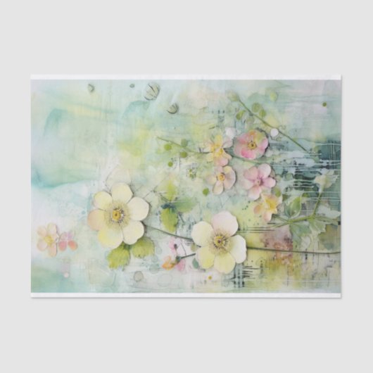 Mixed Media in een charmante turkoois en citroen Tissuepapier (Voorkant)