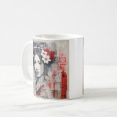 Mixed media Japans geisha koffie mok (Voorkant links)