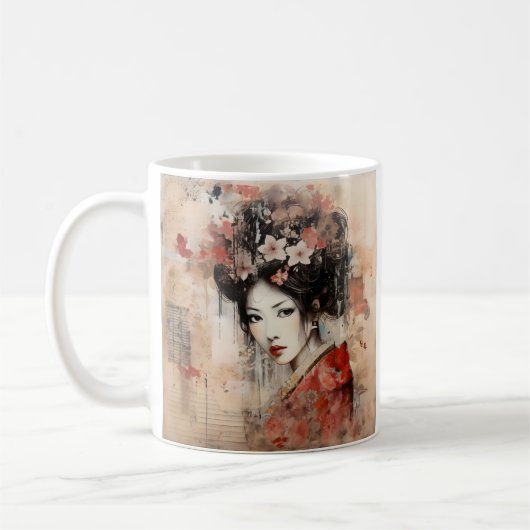 Mixed media Japans geisha koffie mok (Links)