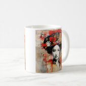 Mixed media Japans geisha koffie mok (Voorkant rechts)